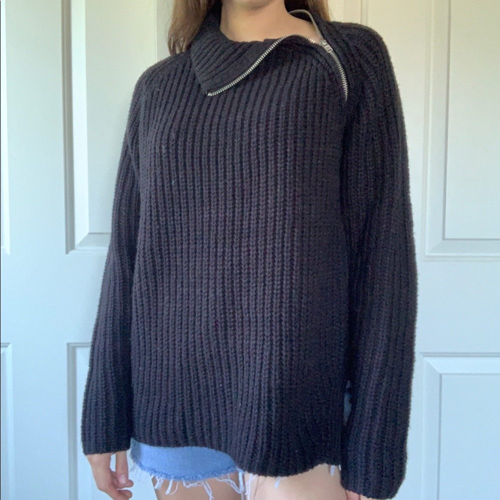 H&M Divided Black Zip Neck Sweater